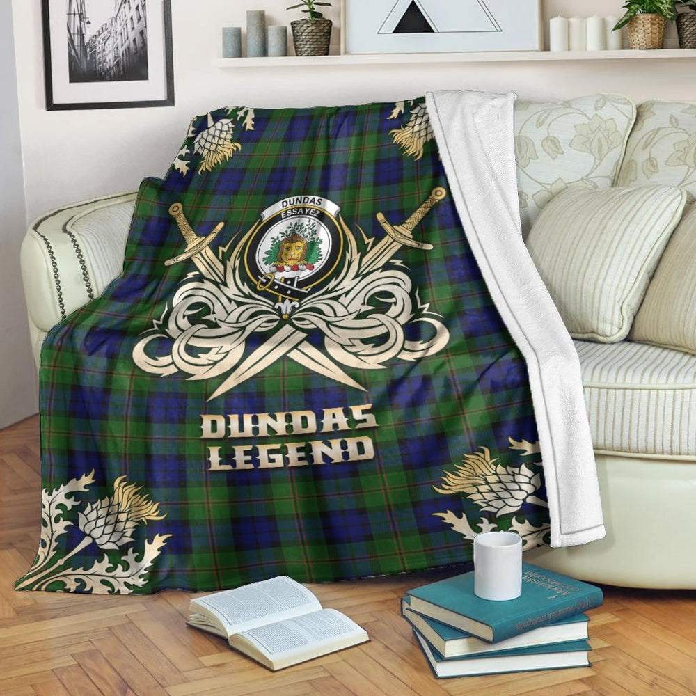 Clan Dundas Modern Tartan Gold Courage Symbol Blanket IF20 Clan Dundas Tartan Today