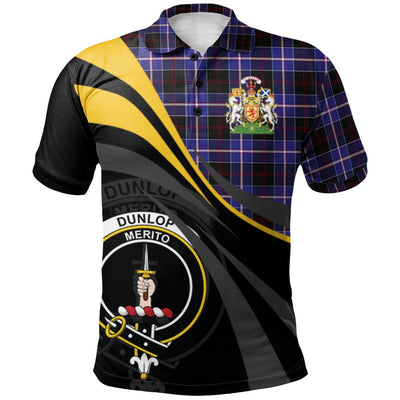 Clan Dunlop Modern Tartan Polo Shirt - Royal Coat Of Arms Style