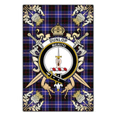 Clan Dunlop Modern Tartan Crest Black Garden Flag - Gold Thistle OV92 Clan Dunlop Tartan Today