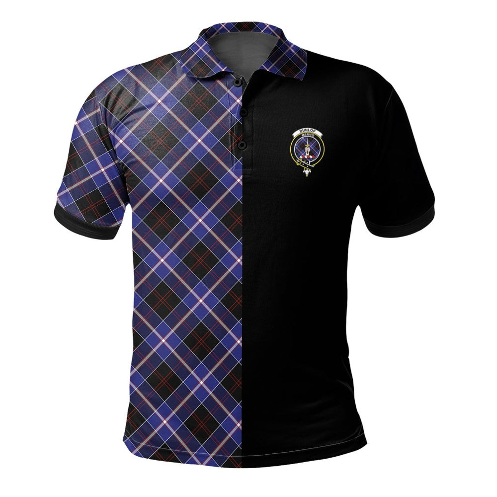 Clan Dunlop Modern Tartan Polo Shirt Half of Me - Cross Style OO53 Dunlop Modern Tartan Tartan Polo