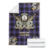 Clan Dunlop Modern Tartan Gold Courage Symbol Blanket JO93 Clan Dunlop Tartan Today