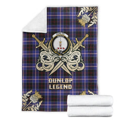 Clan Dunlop Modern Tartan Gold Courage Symbol Blanket JO93 Clan Dunlop Tartan Today
