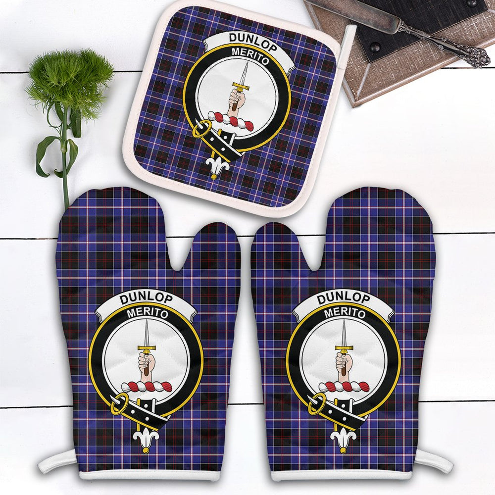 Clan Dunlop Modern Tartan Crest Oven Mitt And Pot Holder (2 Oven Mitts + 1 Pot Holder) WF21 Clan Dunlop Tartan Today