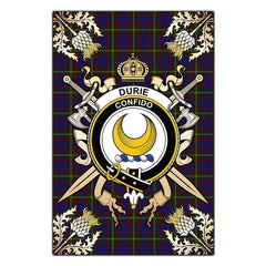 Clan Durie Tartan Crest Black Garden Flag - Gold Thistle JB10 Clan Durie Tartan Today