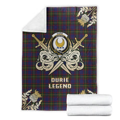 Clan Durie Tartan Gold Courage Symbol Blanket BD45 Clan Durie Tartan Today