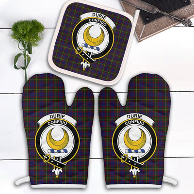 Clan Durie Tartan Crest Oven Mitt And Pot Holder (2 Oven Mitts + 1 Pot Holder)