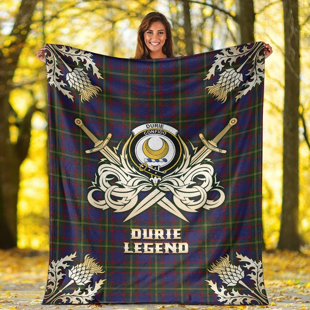 Clan Durie Tartan Gold Courage Symbol Blanket BD45 Clan Durie Tartan Today