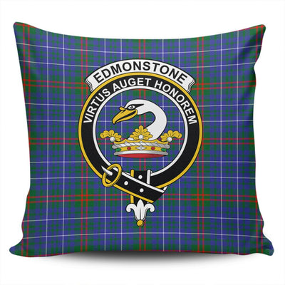Clan Edmonstone Tartan Crest Pillow Cover