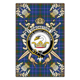 Clan Edmonstone Tartan Crest Black Garden Flag - Gold Thistle BR56 Clan Edmonstone Tartan Today