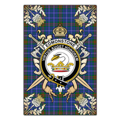 Clan Edmonstone Tartan Crest Black Garden Flag - Gold Thistle BR56 Clan Edmonstone Tartan Today