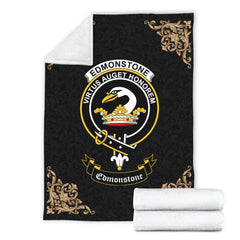 Clan Edmonstone (of Duntreath) Crest Tartan Premium Blanket Black XA38 Clan Edmonstone Tartan Today