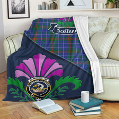 Clan Edmonstone (of Duntreath) Tartan Crest Premium Blanket Thistle Style HM30 Clan Edmonstone Tartan Today