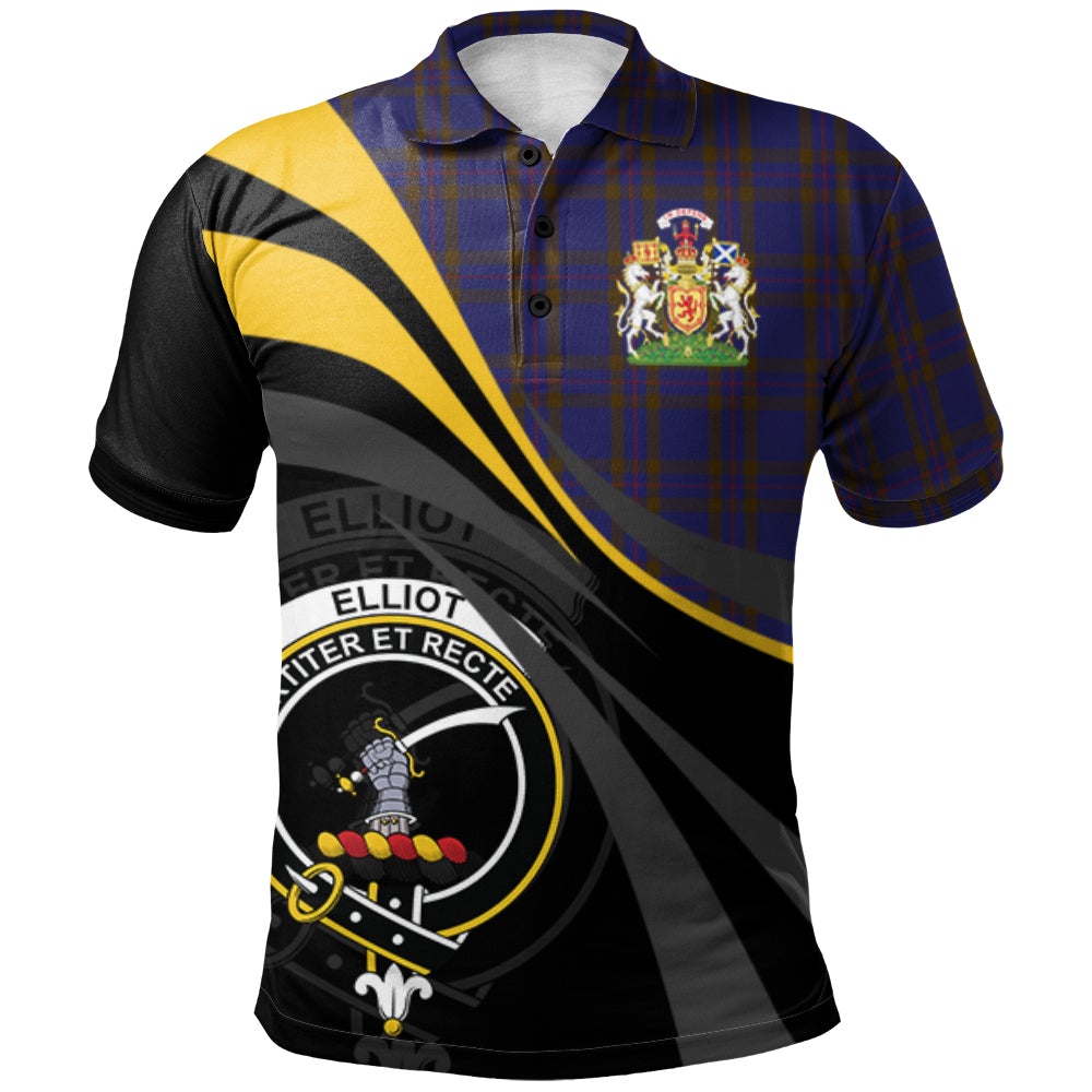 Clan Elliot Tartan Polo Shirt - Royal Coat Of Arms Style MC70 Elliot Tartan Tartan Polo