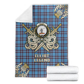 Clan Elliot Ancient Tartan Gold Courage Symbol Blanket RN92 Clan Elliot Tartan Today