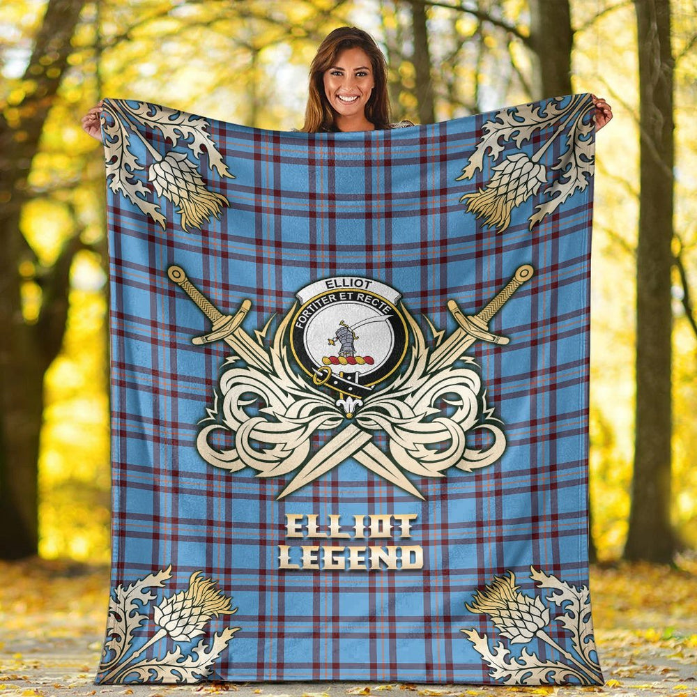 Clan Elliot Ancient Tartan Gold Courage Symbol Blanket RN92 Clan Elliot Tartan Today