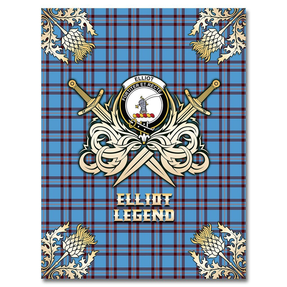 Clan Elliot Ancient Tartan Gold Courage Symbol Blanket RN92 Clan Elliot Tartan Today