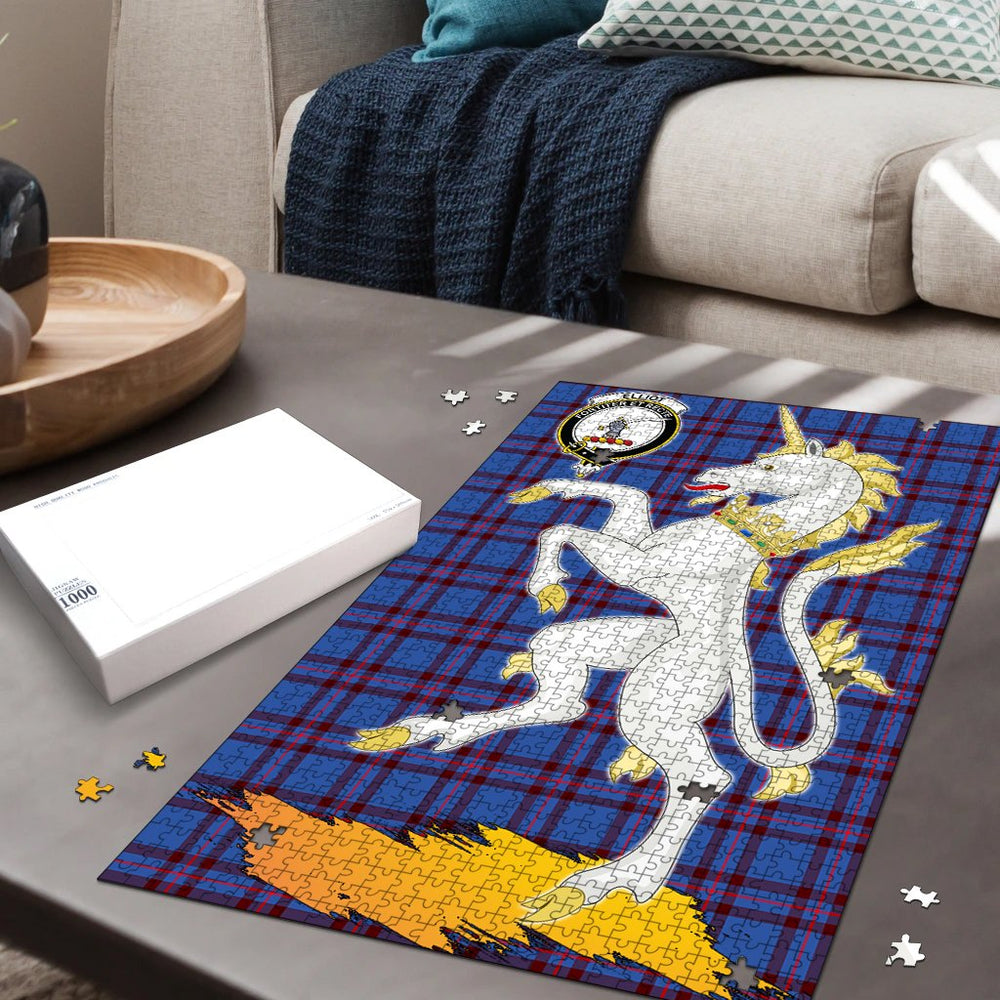 Clan Elliot Modern Tartan Crest Unicorn Scotland Jigsaw Puzzles Gift For Family WW47 Clan Elliot Tartan Today