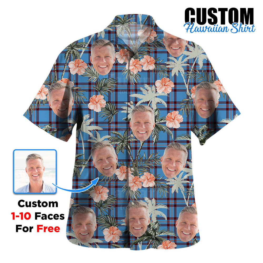 Clan Elliot Ancient Tartan Custom Face Hawaiian Shirt – Unisex Gift for Family Members, Summer Party QP83 Elliot Ancient Tartan Tartan Hawaii Shirt