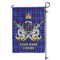 Custom Name Clan Elliot Modern Tartan Garden Flag with Clan Crest and the Golden Sword of Courageous Legacy UL95