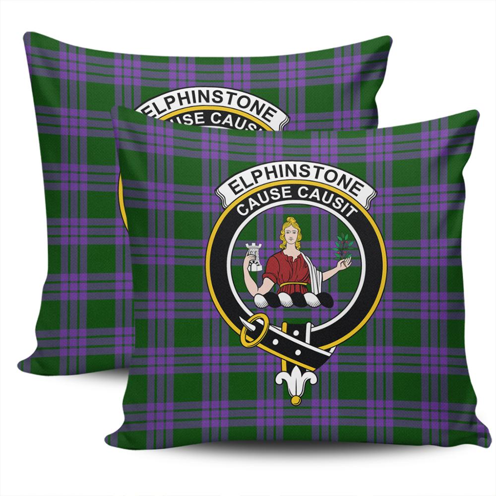 Clan Elphinstone Tartan Crest Pillow Cover FW93 Clan Elphinstone Tartan Today