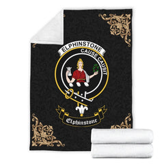 Clan Elphinstone Crest Tartan Premium Blanket Black JD61 Clan Elphinstone Tartan Today