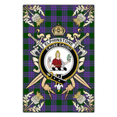Clan Elphinstone Tartan Crest Black Garden Flag - Gold Thistle II29 Clan Elphinstone Tartan Today