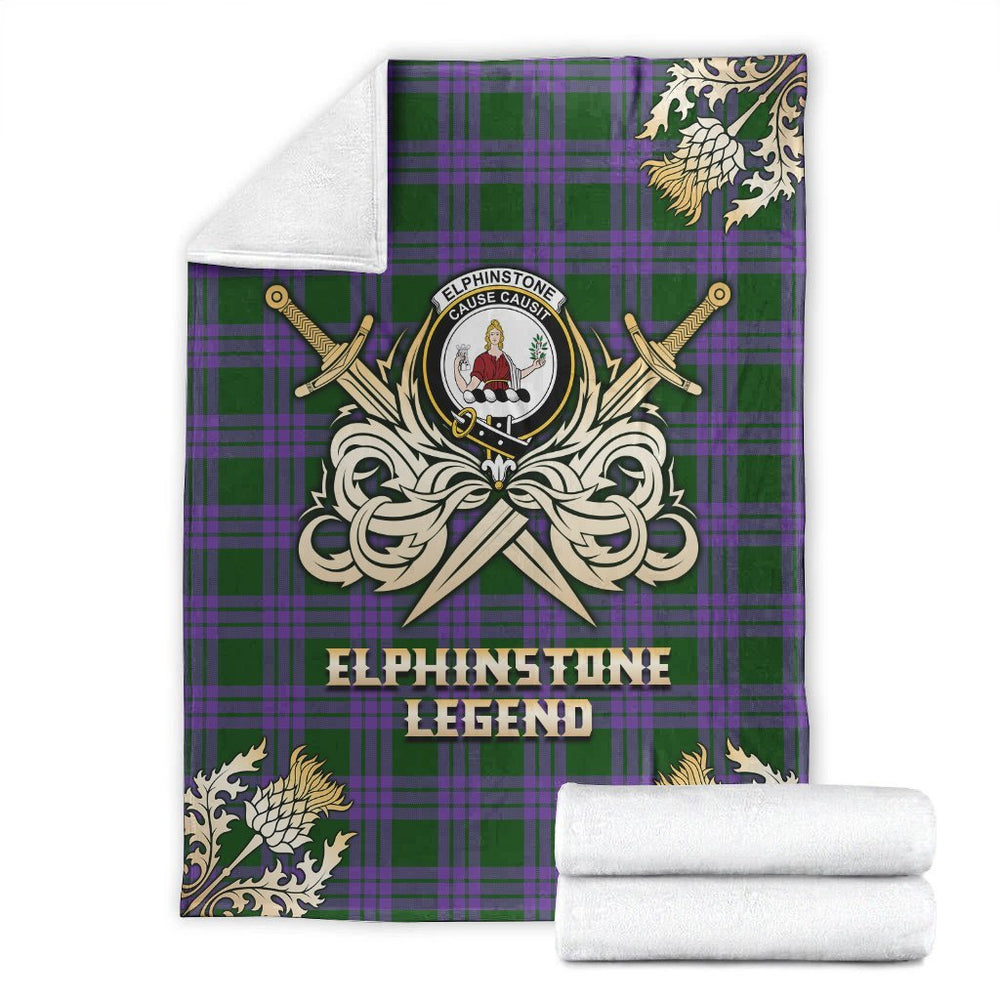 Clan Elphinstone Tartan Gold Courage Symbol Blanket SL69 Clan Elphinstone Tartan Today
