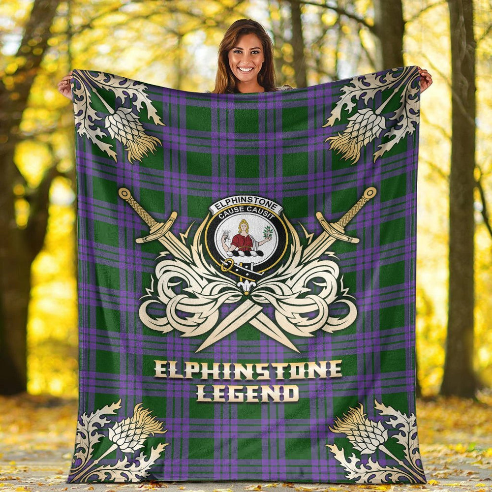 Clan Elphinstone Tartan Gold Courage Symbol Blanket SL69 Clan Elphinstone Tartan Today