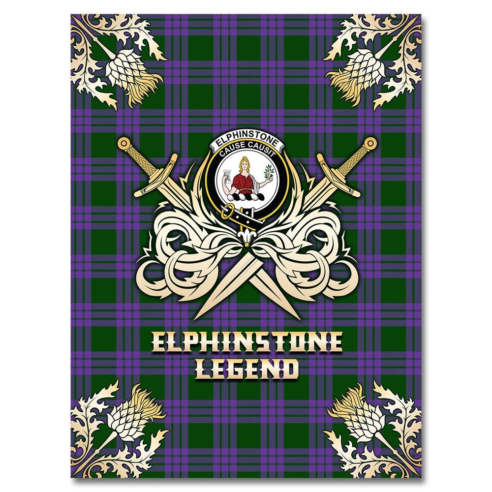 Clan Elphinstone Tartan Gold Courage Symbol Blanket SL69 Clan Elphinstone Tartan Today