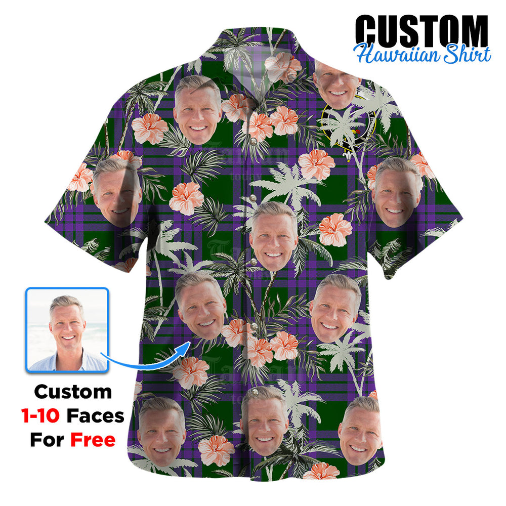 Clan Elphinstone Tartan Custom Face Hawaiian Shirt – Unisex Gift for Family Members, Summer Party PF18 Elphinstone Tartan Tartan Hawaii Shirt