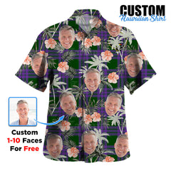 Clan Elphinstone Tartan Custom Face Hawaiian Shirt – Unisex Gift for Family Members, Summer Party PF18 Elphinstone Tartan Tartan Hawaii Shirt