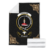 Clan Erskine Crest Tartan Premium Blanket Black OF56 Clan Erskine Tartan Today