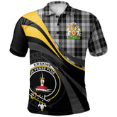 Clan Erskine Black and White Tartan Polo Shirt - Royal Coat Of Arms Style WI60 Erskine Black and White Tartan Tartan Polo