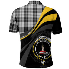Clan Erskine Black and White Tartan Polo Shirt - Royal Coat Of Arms Style WI60 Erskine Black and White Tartan Tartan Polo