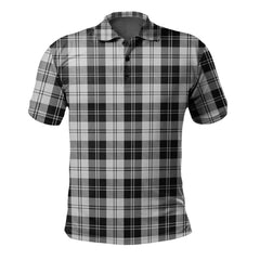 Clan Erskine Black and White Tartan Polo Shirt FP83 Erskine Black and White Tartan Tartan Polo