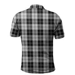 Clan Erskine Black and White Tartan Polo Shirt FP83 Erskine Black and White Tartan Tartan Polo