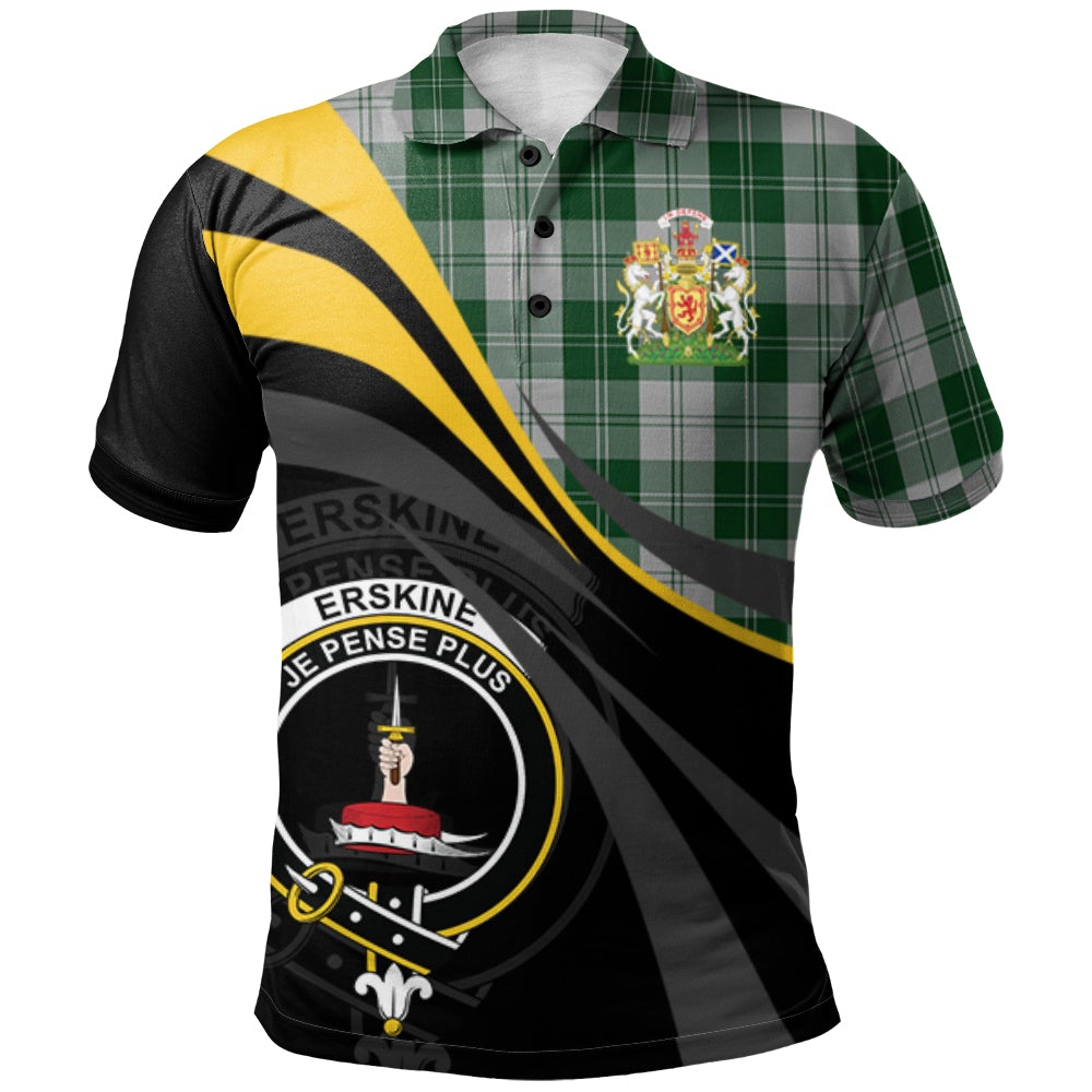 Clan Erskine Green Tartan Polo Shirt - Royal Coat Of Arms Style VM32 Erskine Green Tartan Tartan Polo