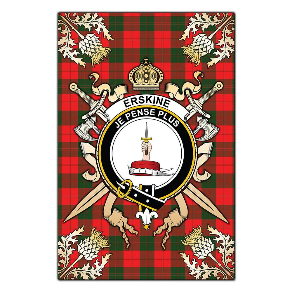 Clan Erskine Modern Tartan Crest Black Garden Flag - Gold Thistle IJ42 Clan Erskine Tartan Today