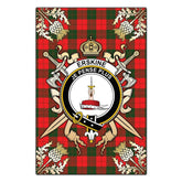 Clan Erskine Modern Tartan Crest Black Garden Flag - Gold Thistle IJ42 Clan Erskine Tartan Today
