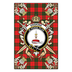 Clan Erskine Modern Tartan Crest Black Garden Flag - Gold Thistle IJ42 Clan Erskine Tartan Today