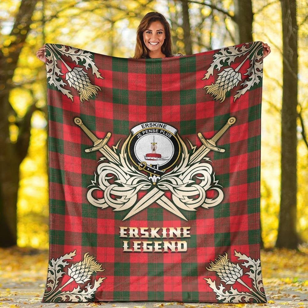 Clan Erskine Modern Tartan Gold Courage Symbol Blanket GW27 Clan Erskine Tartan Today