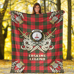 Clan Erskine Modern Tartan Gold Courage Symbol Blanket GW27 Clan Erskine Tartan Today