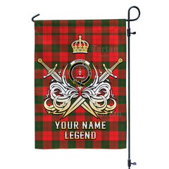 Custom Name Clan Erskine Modern Tartan Garden Flag with Clan Crest and the Golden Sword of Courageous Legacy YU47