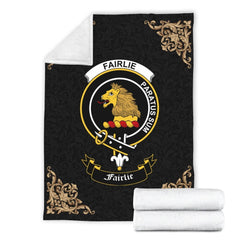 Clan Fairlie Crest Tartan Premium Blanket Black RP98 Clan Fairlie Tartan Today