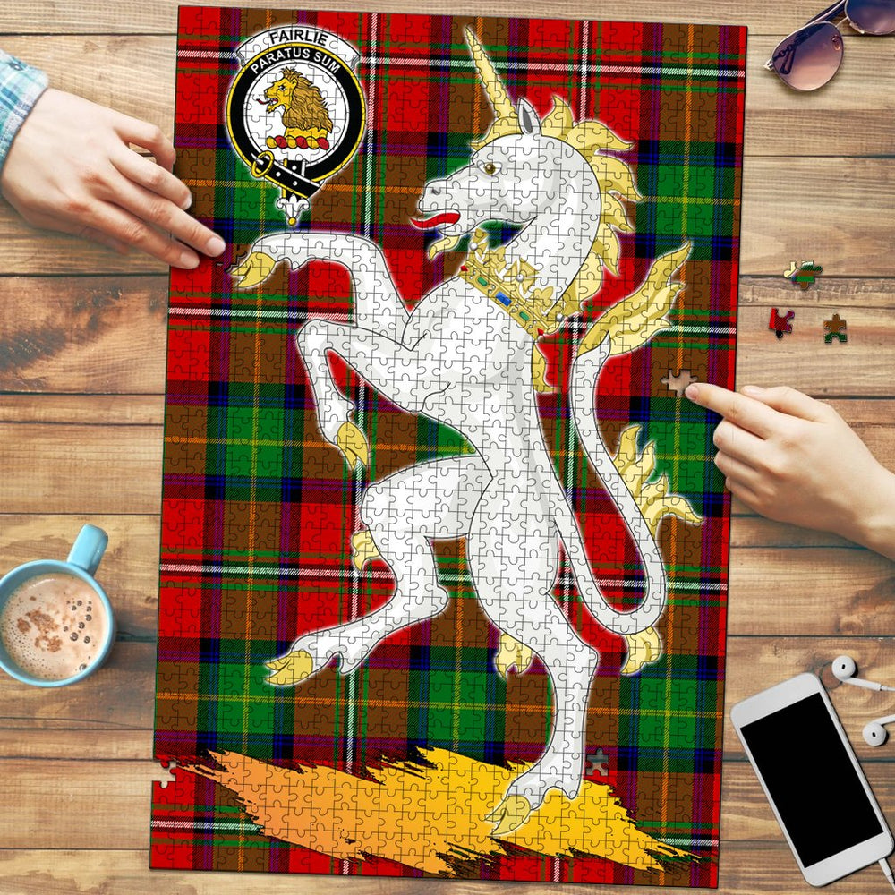 Clan Fairlie Modern Tartan Crest Unicorn Scotland Jigsaw Puzzles Gift For Family OY50 Clan Fairlie Tartan Today