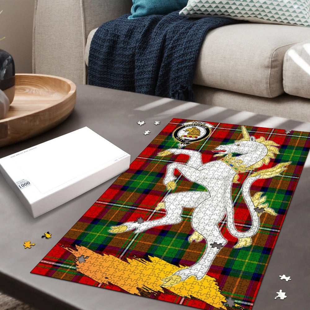 Clan Fairlie Modern Tartan Crest Unicorn Scotland Jigsaw Puzzles Gift For Family OY50 Clan Fairlie Tartan Today