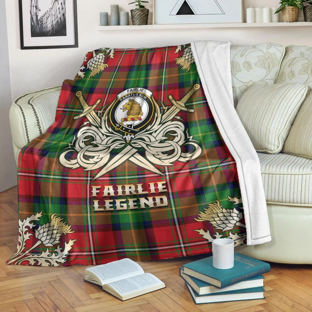 Clan Fairlie Modern Tartan Gold Courage Symbol Blanket FC13 Clan Fairlie Tartan Today