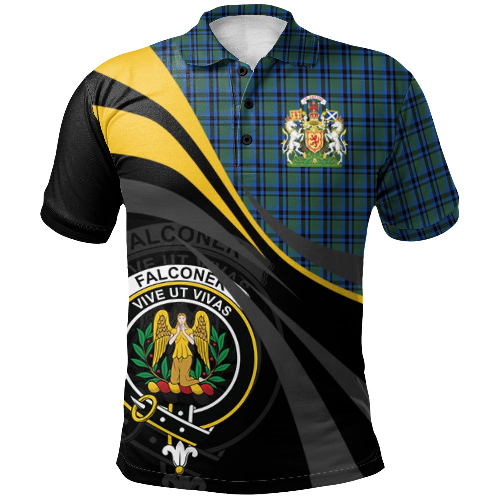 Clan Falconer Tartan Polo Shirt - Royal Coat Of Arms Style ID29 Falconer Tartan Tartan Polo