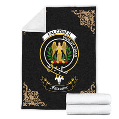 Clan Falconer Crest Tartan Premium Blanket Black TP77 Clan Falconer Tartan Today