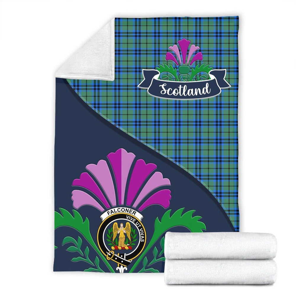 Clan Falconer Tartan Crest Premium Blanket Thistle Style TR19 Clan Falconer Tartan Today